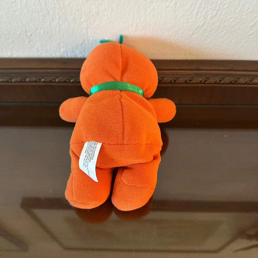 Vtg Dan Dee 6'' Halloween Pumpkin Jack-O-Lantern Plush Stuffed Animal Orange